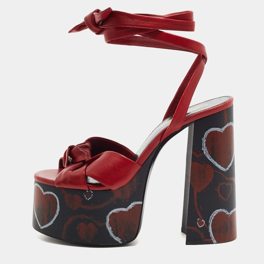 SAINT LAURENT RARE HEART PLATFORM HEELS  37.5